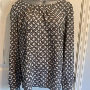 Long sleeve Ann Taylor Loft Black and Tan Blouse